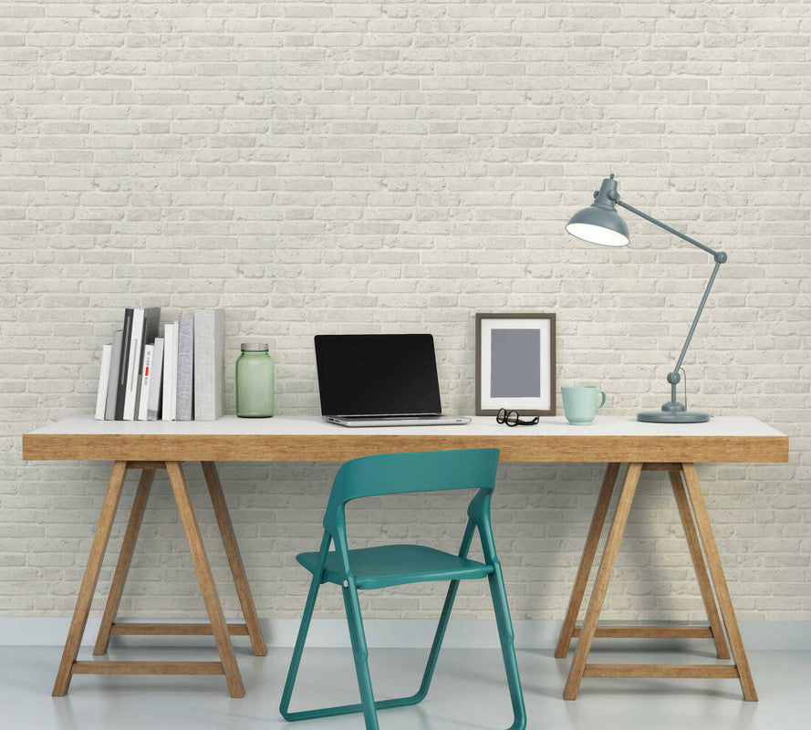 Brick Stone Wallpaper in Soft Grey