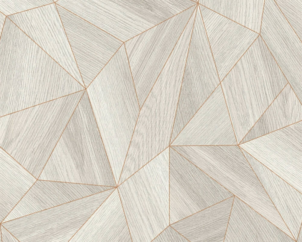 Sample Wood Modern Geo Wallpaper in Grey/Copper