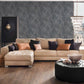 Wood Modern Geo Wallpaper in Dark Grey/Gold