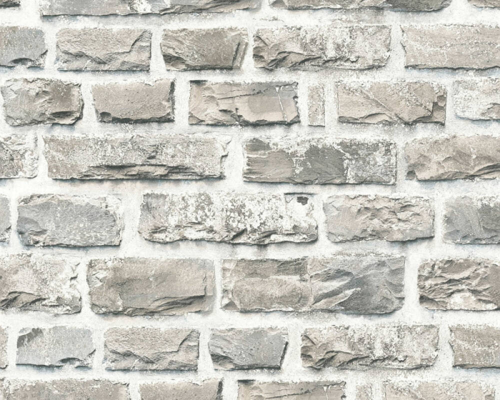 Sample Brick Cottage Deco Wallpaper in Grey/Neutral