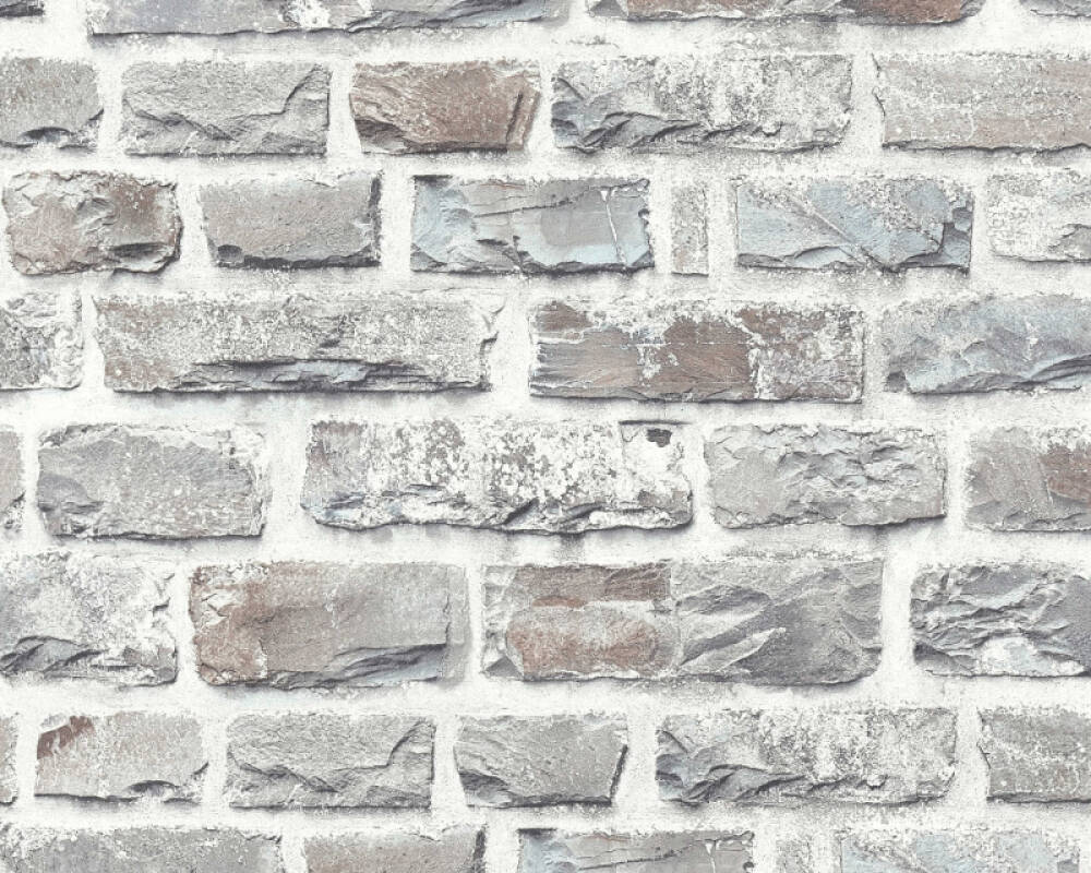 Sample Brick Cottage Deco Wallpaper in Grey/Ivory