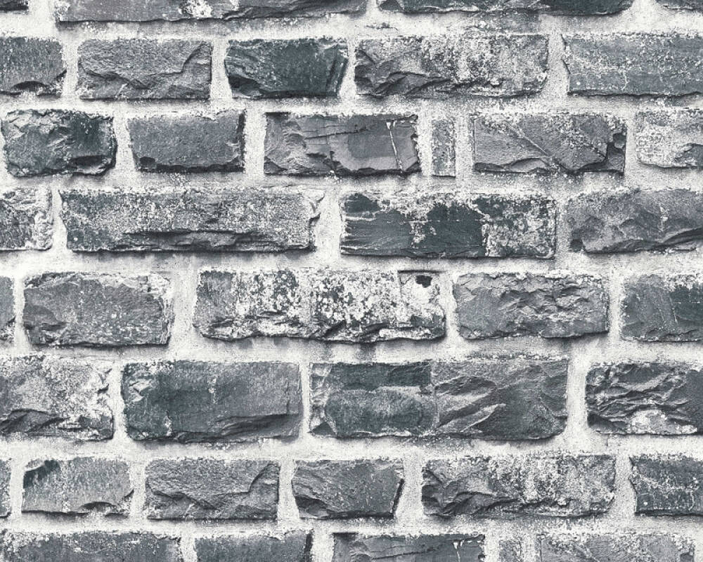 Sample Brick Cottage Deco Wallpaper in Dark Grey