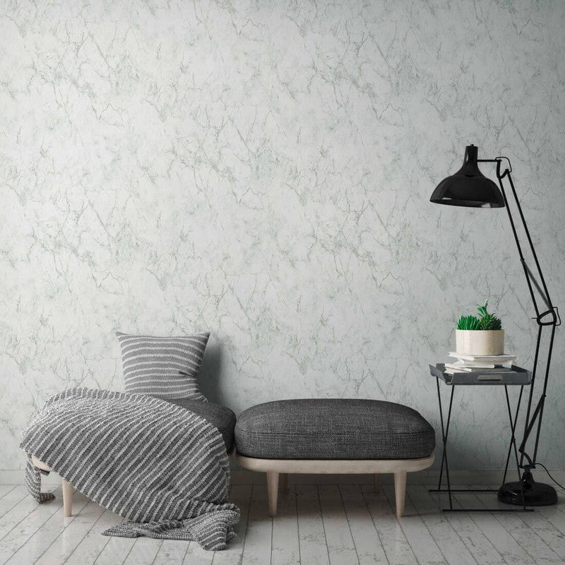 Marble Wallpaper in Soft Grey/White