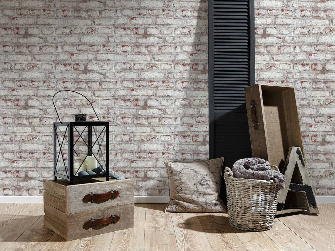 Brick Cottage Wallpaper in Beige/Brown/Cream