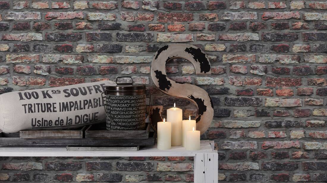 Brick Cottage Wallpaper in Brown/Beige/Grey