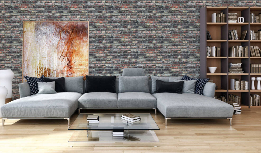 Brick Cottage Wallpaper in Brown/Beige/Grey