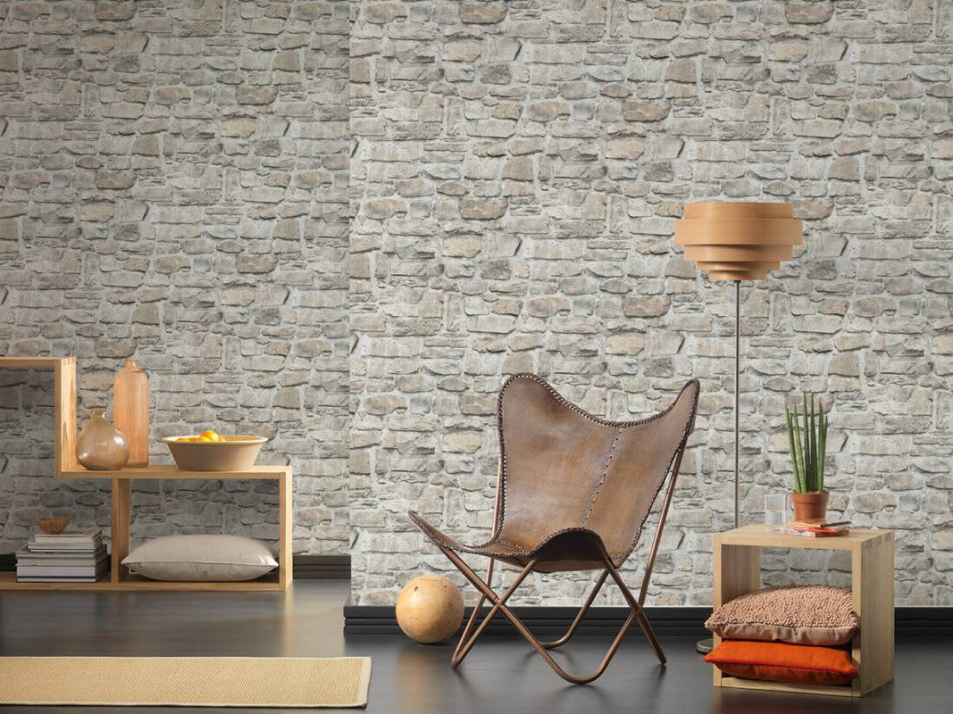 Stone Deco Wallpaper in Taupe
