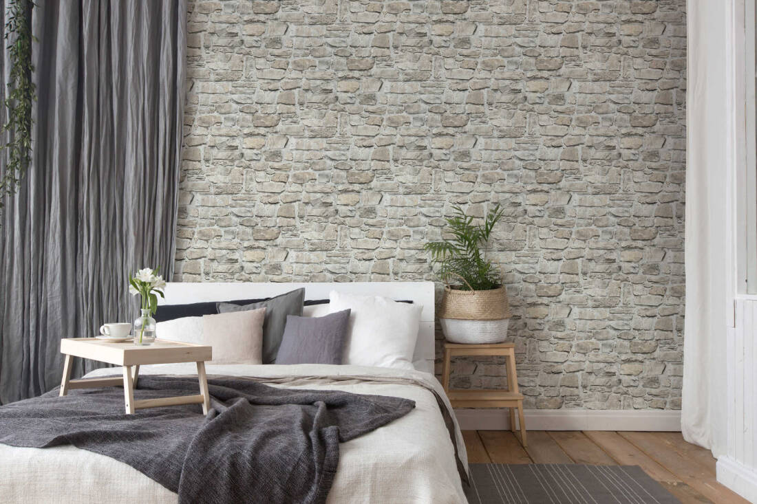 Stone Deco Wallpaper in Taupe