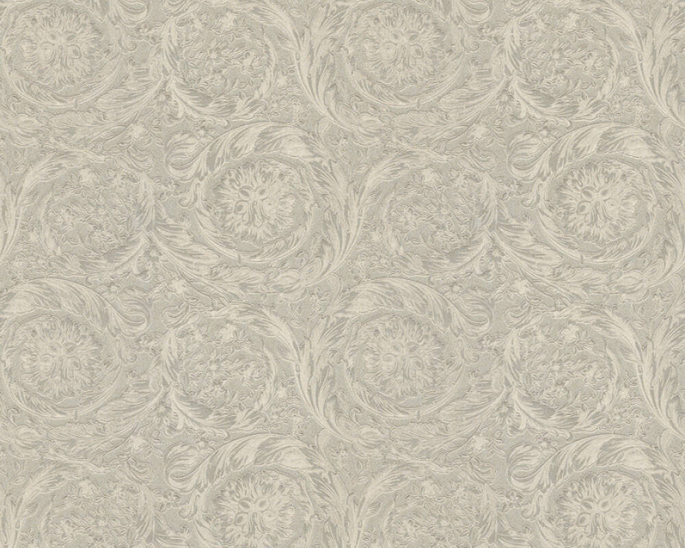Baroque Textured Damask Wallpaper in Neutrals/Silver from the Versace IV Collection