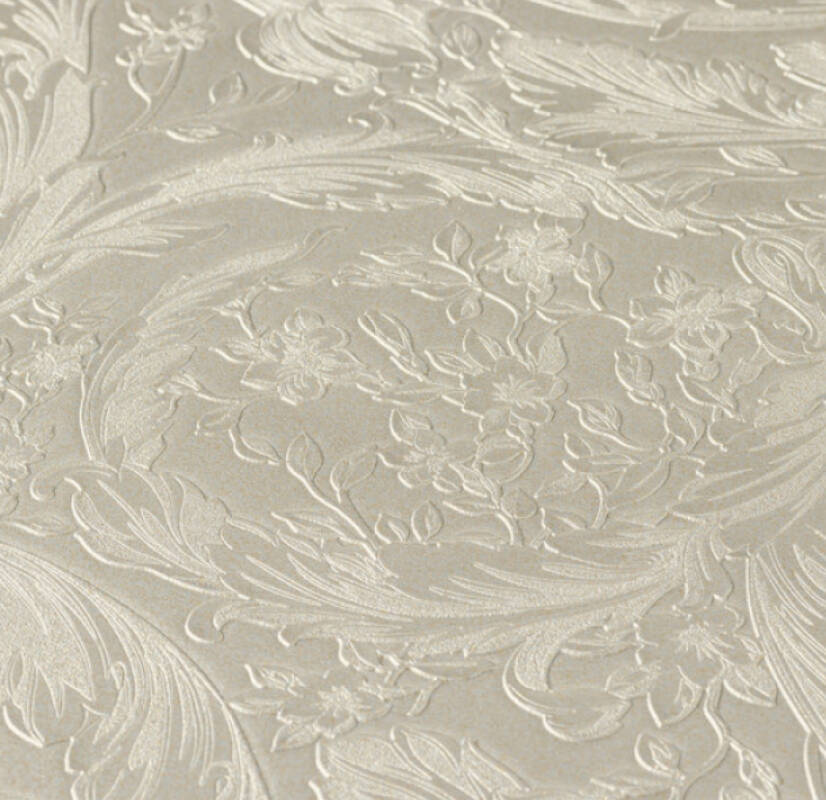 Baroque Textured Damask Wallpaper in Neutrals/Silver from the Versace IV Collection