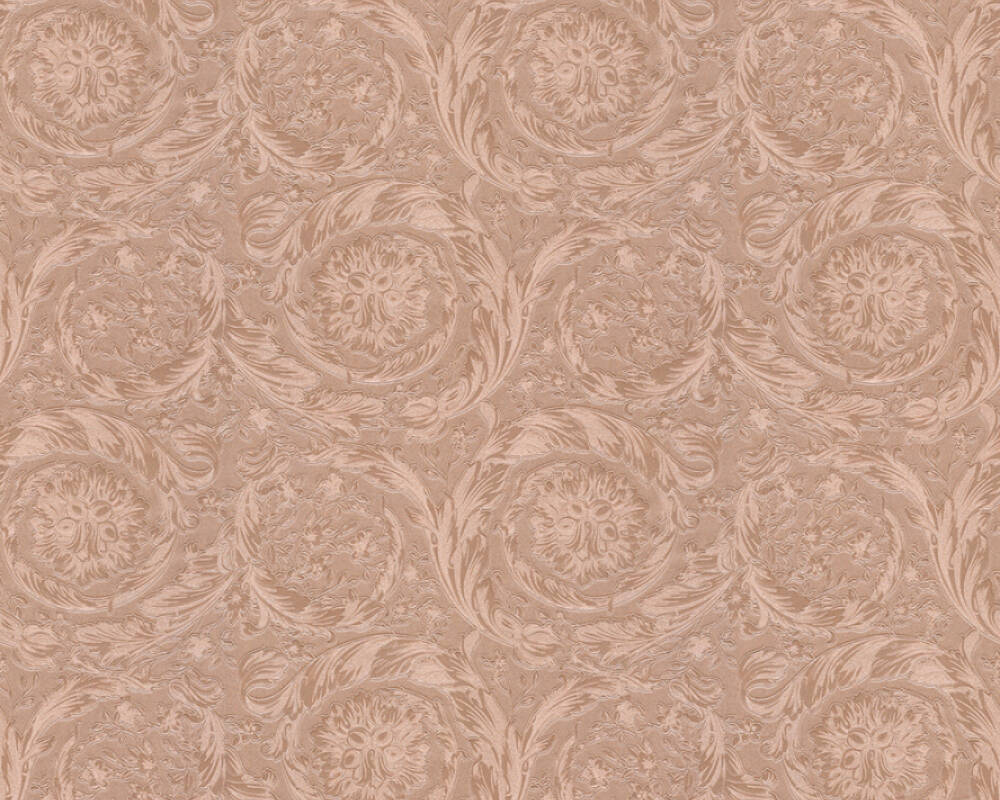 Baroque Textured Damask Wallpaper in Copper/Silver from the Versace IV Collection