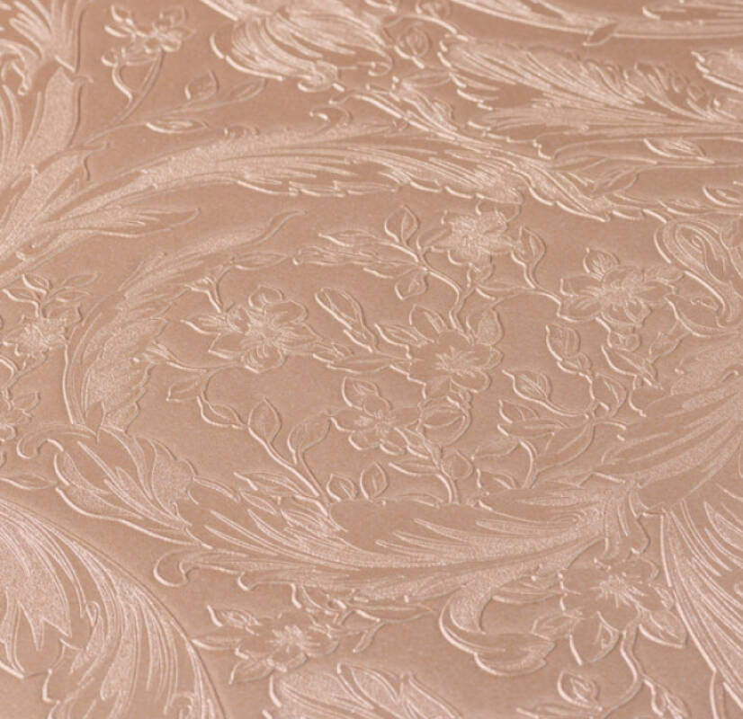 Baroque Textured Damask Wallpaper in Copper/Silver from the Versace IV Collection