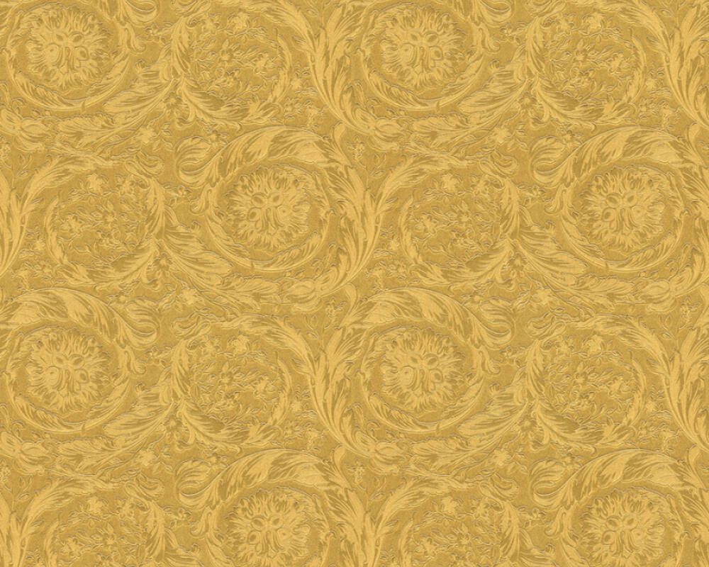 Baroque Textured Damask Wallpaper in Gold from the Versace IV Collection