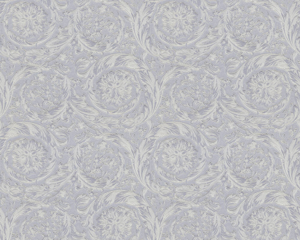 Baroque Textured Damask Wallpaper in Grey/Metallics from the Versace IV Collection