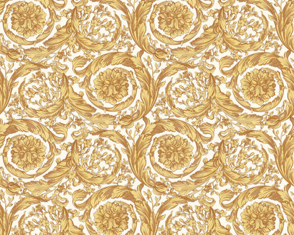 Baroque Textured Damask Wallpaper in Browns/Metallic from the Versace IV Collection
