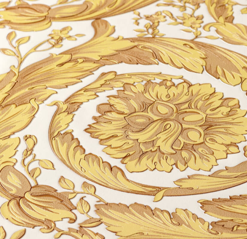 Baroque Textured Damask Wallpaper in Browns/Metallic from the Versace IV Collection