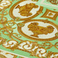 Classical Deco Textured Damask Wallpaper in Green/Gold from the Versace IV Collection