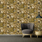 Classical Deco Textured Damask Wallpaper in Black/Gold from the Versace IV Collection