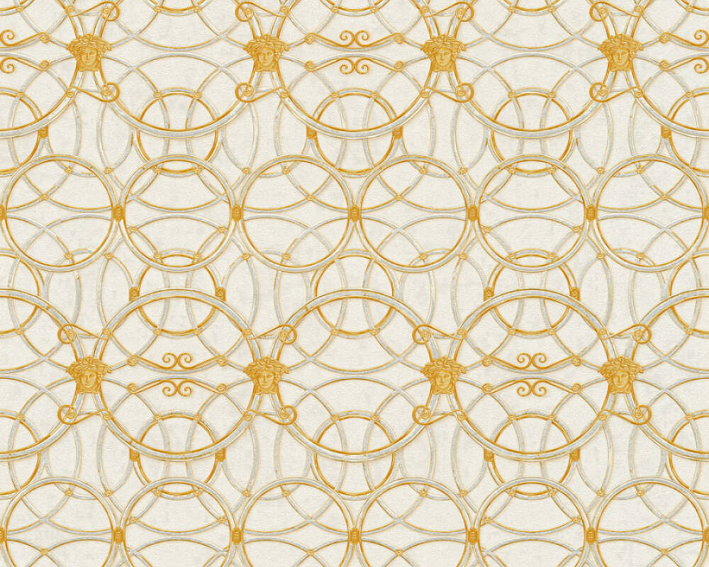 Modern Geometric Textured Wallpaper in Cream/Gold from the Versace IV Collection