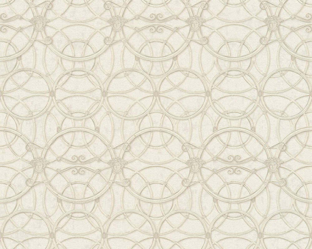 Modern Geometric Textured Wallpaper in Ivory/Metallic from the Versace IV Collection
