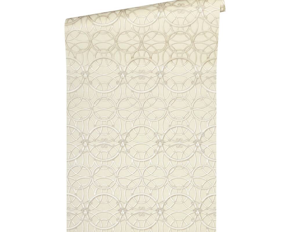 Modern Geometric Textured Wallpaper in Ivory/Metallic from the Versace IV Collection