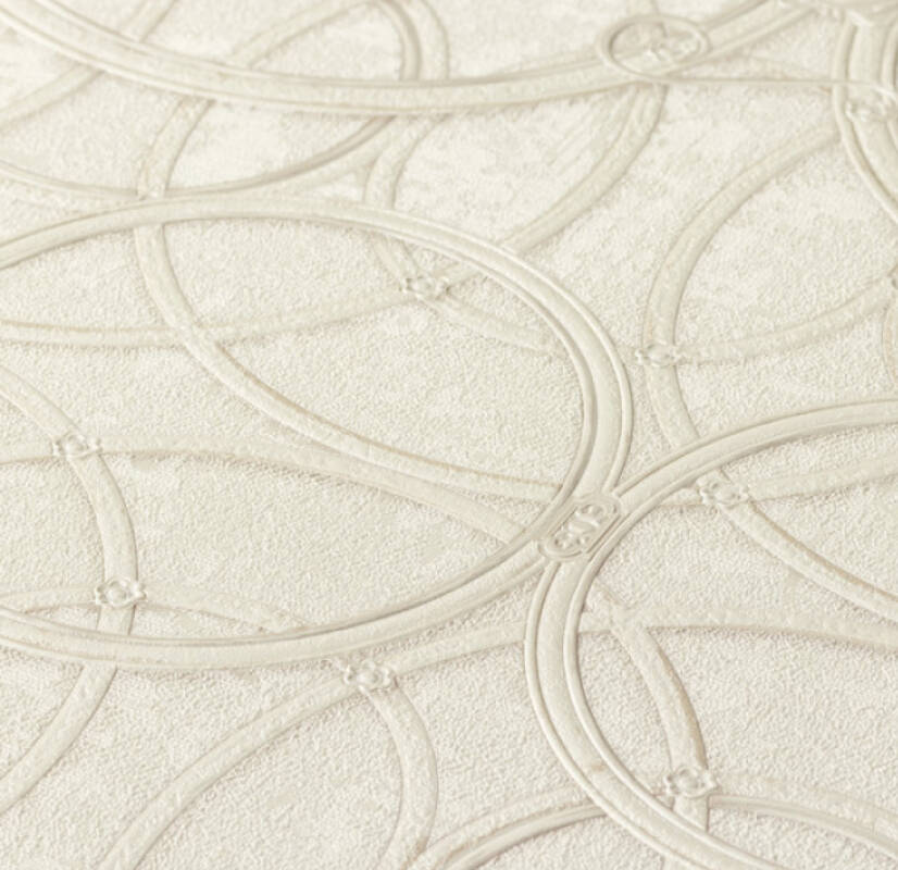 Modern Geometric Textured Wallpaper in Ivory/Metallic from the Versace IV Collection