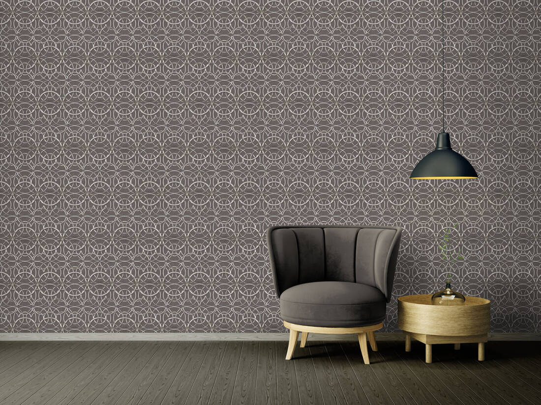 Modern Geometric Textured Wallpaper in Grey/Silver from the Versace IV Collection