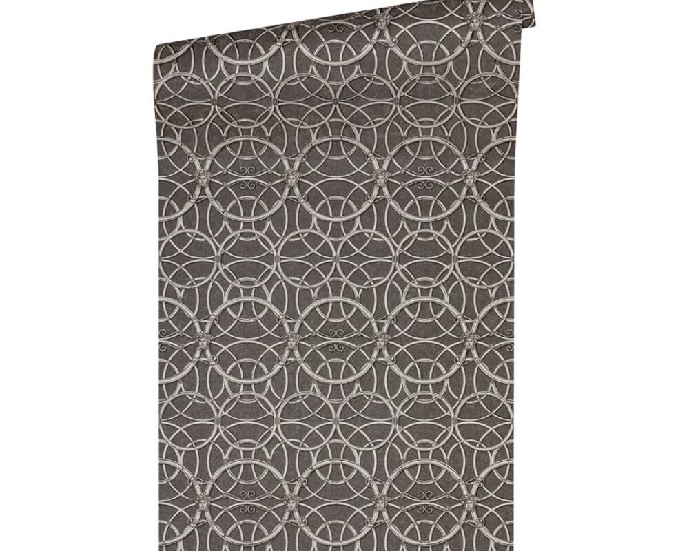 Modern Geometric Textured Wallpaper in Grey/Silver from the Versace IV Collection