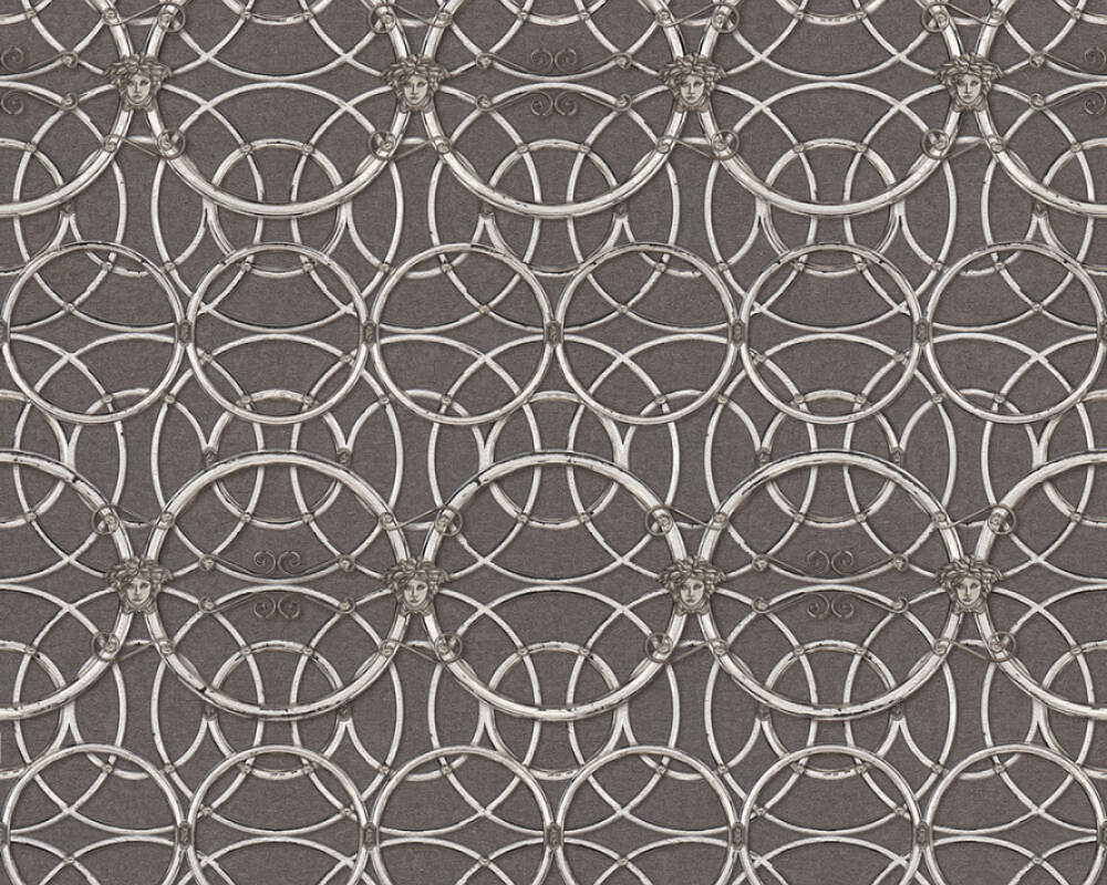 Modern Geometric Textured Wallpaper in Grey/Silver from the Versace IV Collection