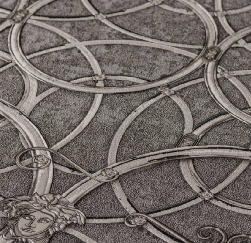 Modern Geometric Textured Wallpaper in Grey/Silver from the Versace IV Collection