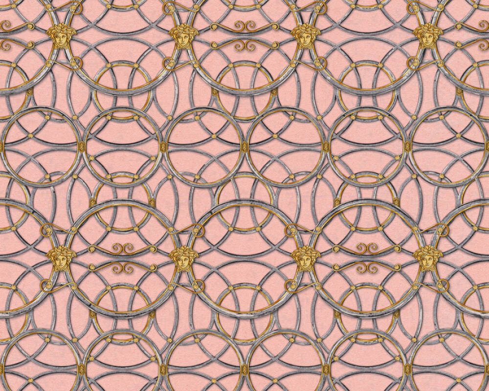 Modern Geometric Textured Wallpaper in Pink/Metallics from the Versace IV Collection