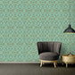 Modern Geometric Textured Wallpaper in Green/Metallics from the Versace IV Collection
