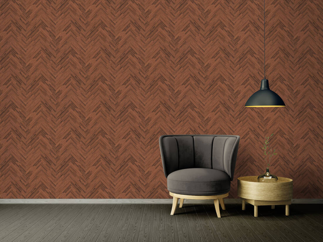 Cottage Wood Textured Wallpaper in Bronze/Brown from the Versace IV Collection