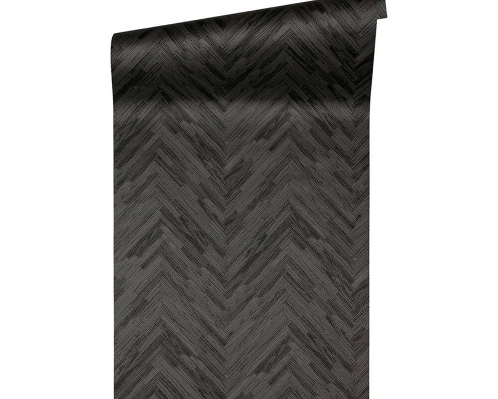 Cottage Wood Textured Wallpaper in Black/Grey from the Versace IV Collection