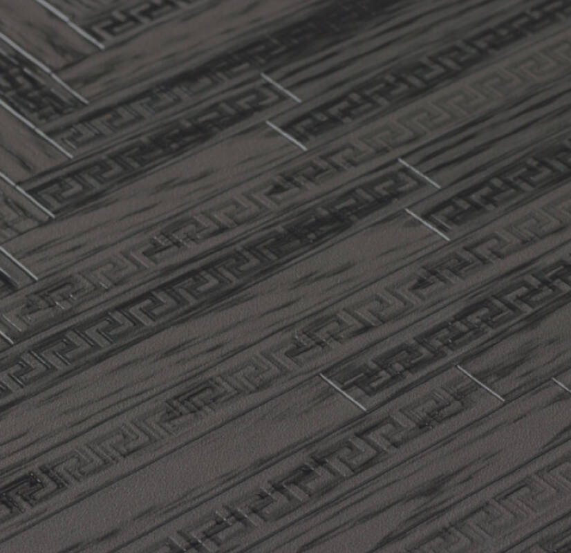 Cottage Wood Textured Wallpaper in Black/Grey from the Versace IV Collection