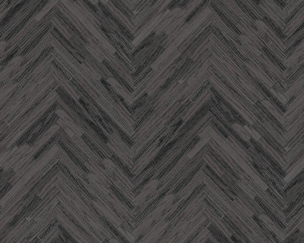 Cottage Wood Textured Wallpaper in Black/Grey from the Versace IV Collection