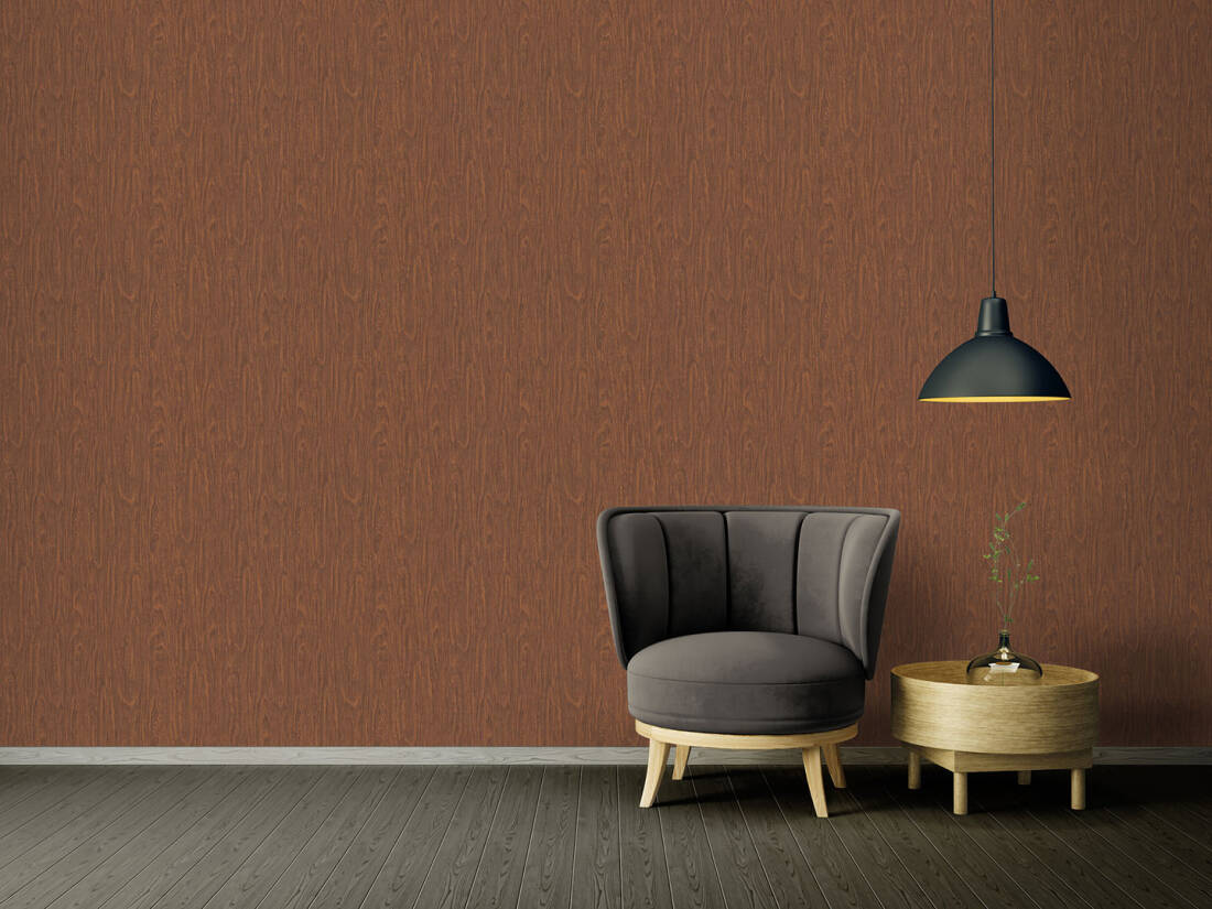 Woodgrain Textured Wallpaper in Brown/Red from the Versace IV Collection