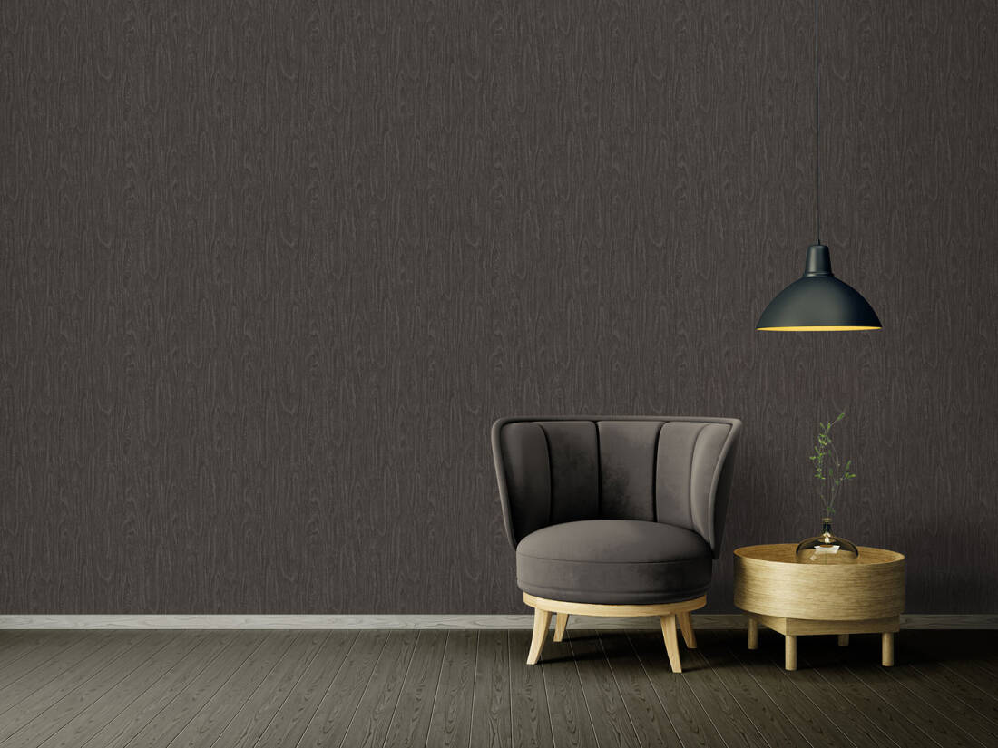 Woodgrain Textured Wallpaper in Black/Grey from the Versace IV Collection