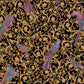 Floral Bird Scrollwork Textured Wallpaper in Black/Gold from the Versace IV Collection