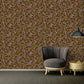 Floral Bird Scrollwork Textured Wallpaper in Black/Gold from the Versace IV Collection