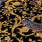 Floral Bird Scrollwork Textured Wallpaper in Black/Gold from the Versace IV Collection