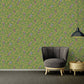 Floral Bird Scrollwork Textured Wallpaper in Green/Gold from the Versace IV Collection