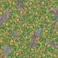 Floral Bird Scrollwork Textured Wallpaper in Green/Gold from the Versace IV Collection