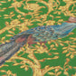 Floral Bird Scrollwork Textured Wallpaper in Green/Gold from the Versace IV Collection
