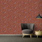 Floral Bird Scrollwork Textured Wallpaper in Red/Gold from the Versace IV Collection