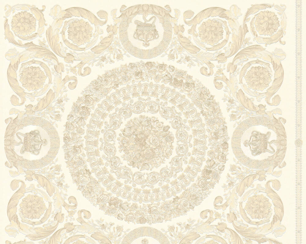 Classical Tile Baroque Textured Wallpaper in Cream/Ivory from the Versace IV Collection