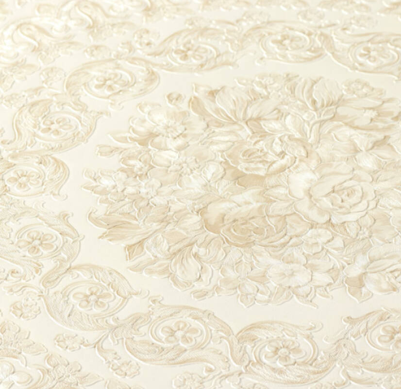 Classical Tile Baroque Textured Wallpaper in Cream/Ivory from the Versace IV Collection