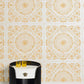 Classical Tile Baroque Textured Wallpaper in Gold/Cream from the Versace IV Collection