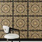 Classical Tile Baroque Textured Wallpaper in Black/Cream from the Versace IV Collection