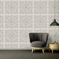 Classical Tile Baroque Textured Wallpaper in Grey/Silver from the Versace IV Collection